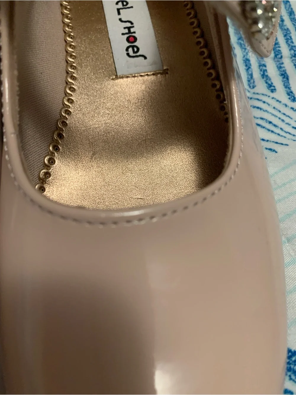 Rachel Pink Patent Mary Jane with Glitter Jewel Strap